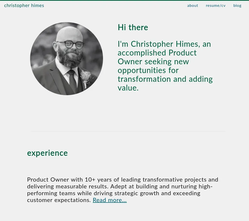 Home page in the latest version of light mode with slightly darker blue and green